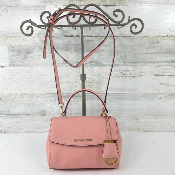 MK MICHAEL KORS AVA EXTRA SMALL CROSSBODY PINK LEATHER BAG SATCHEL PURSE *FLAWS* - Picture 1 of 16